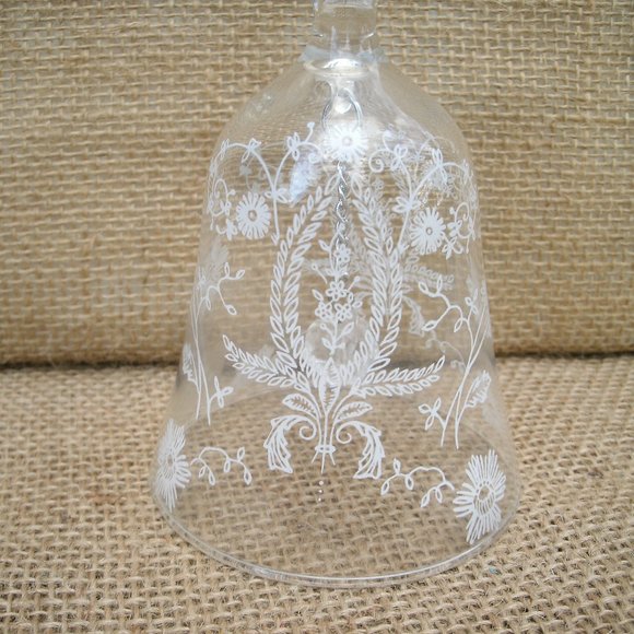 Vintage Viking Glass White Floral Design Bell - Picture 7 of 16